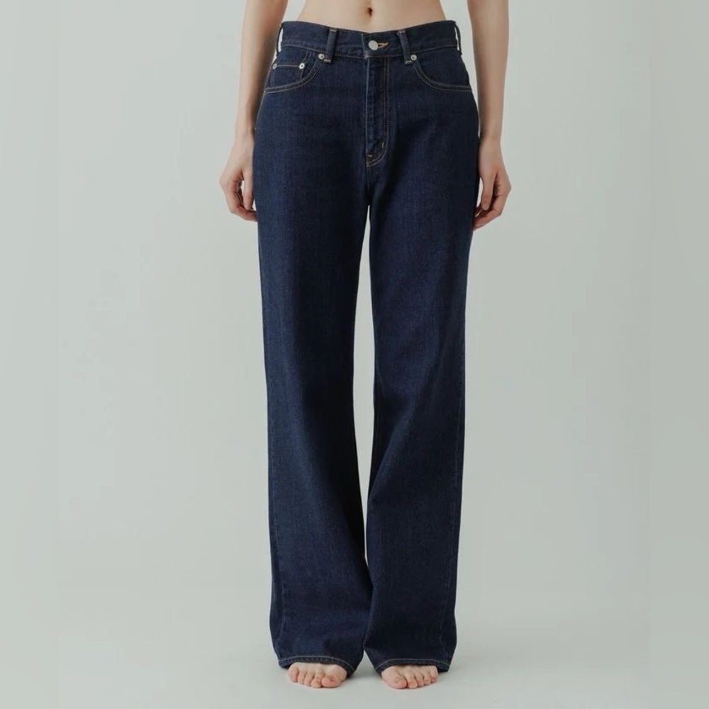 Tu es mon TRESOR Larimar Dark Indigo Straight Soft Flare Jeans Denim 26 L28 navy - Picture 10 of 10